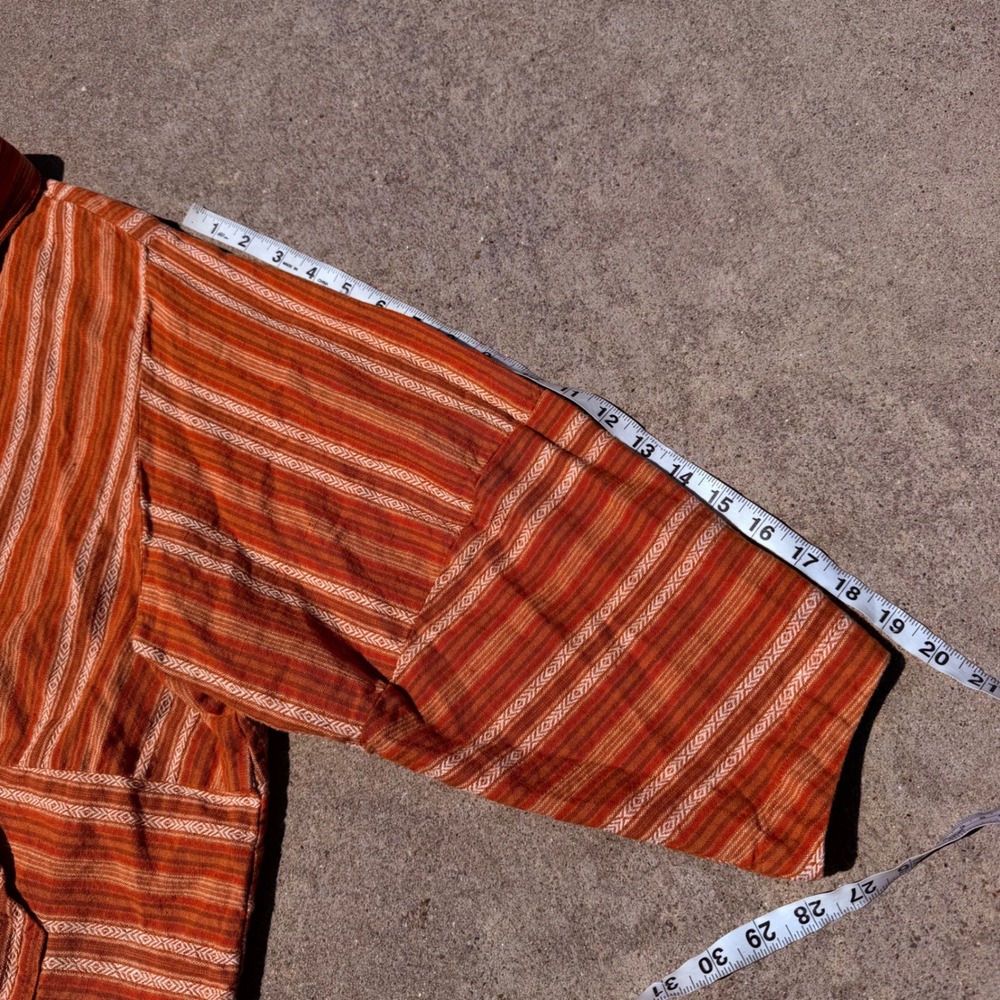 FLAX | Women Open Front Linen Blend Striped Jacket 1G Orange Boho Minimalist - Picture 7 of 8